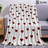 Vertical Line Red Heart Lightweight Microfiber Soft Christmas Fleece Blanket Warm Cozy Throw for Sofa Office Travel All Season