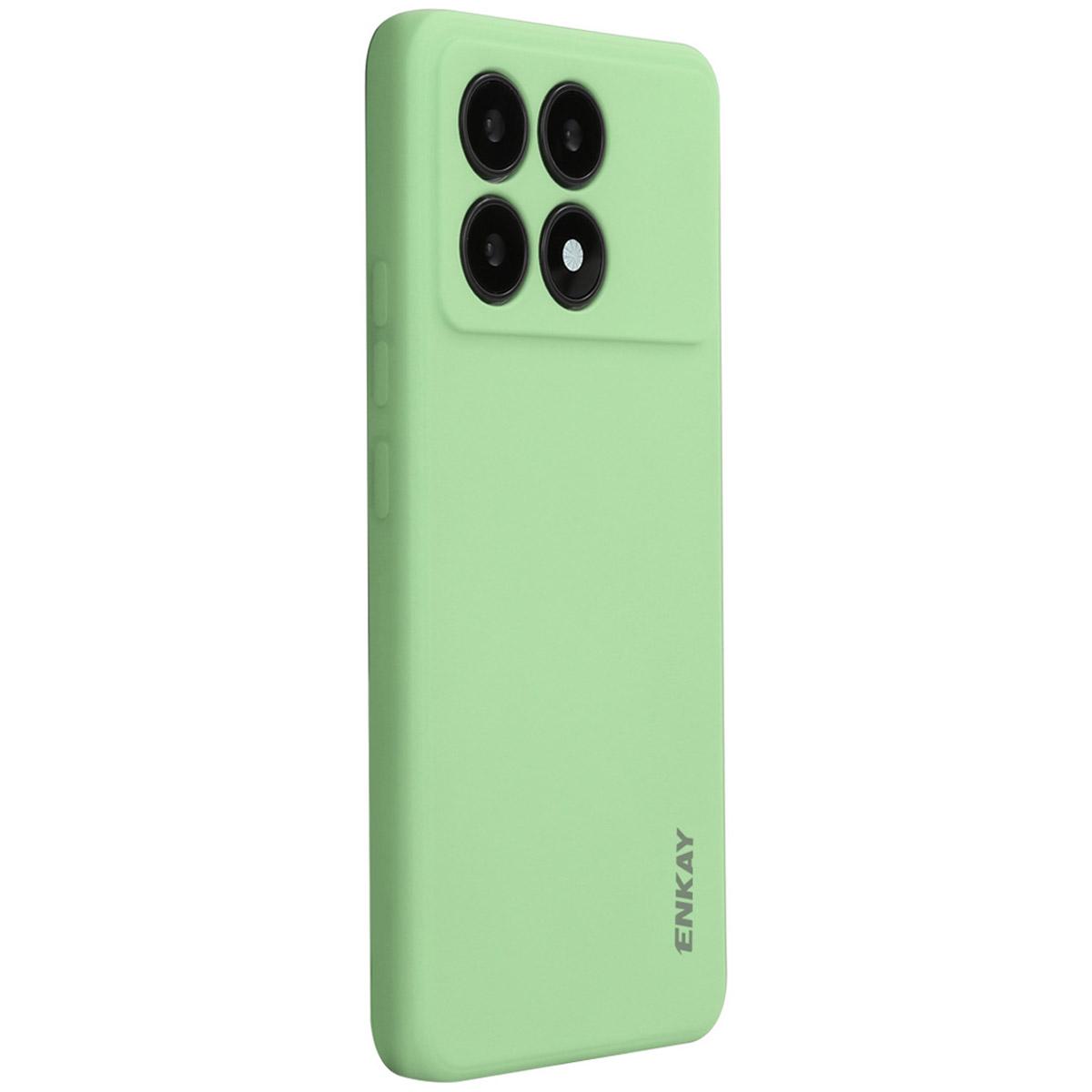 

ENKAY HAT PRINCE For Xiaomi Poco X6 Pro 5G/Redmi K70E 5G Silicone Case Straight Edge Phone Cover Light Green