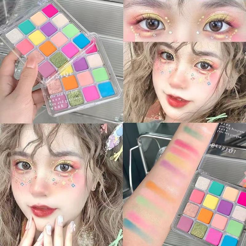 16-Color Matte Pearl Fine Glitter Eyeshadow Palette Long-Lasting Eye & Face Makeup Eye Makeup Palette Daily Makeup Eye Shadows