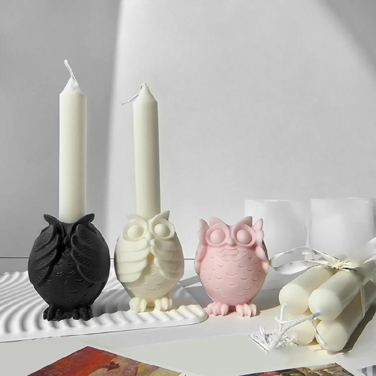 Flexible Candle and Owl Candle Holder Mold for Craft Enthusiasts and Hobbyists