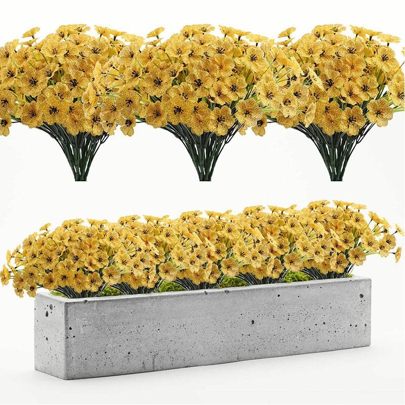 1/3 Bundle Outdoor Artificial Flowers No Fade Fake Violet Flowers for Home Outdoor Garden Patio Window Wedding Decoration