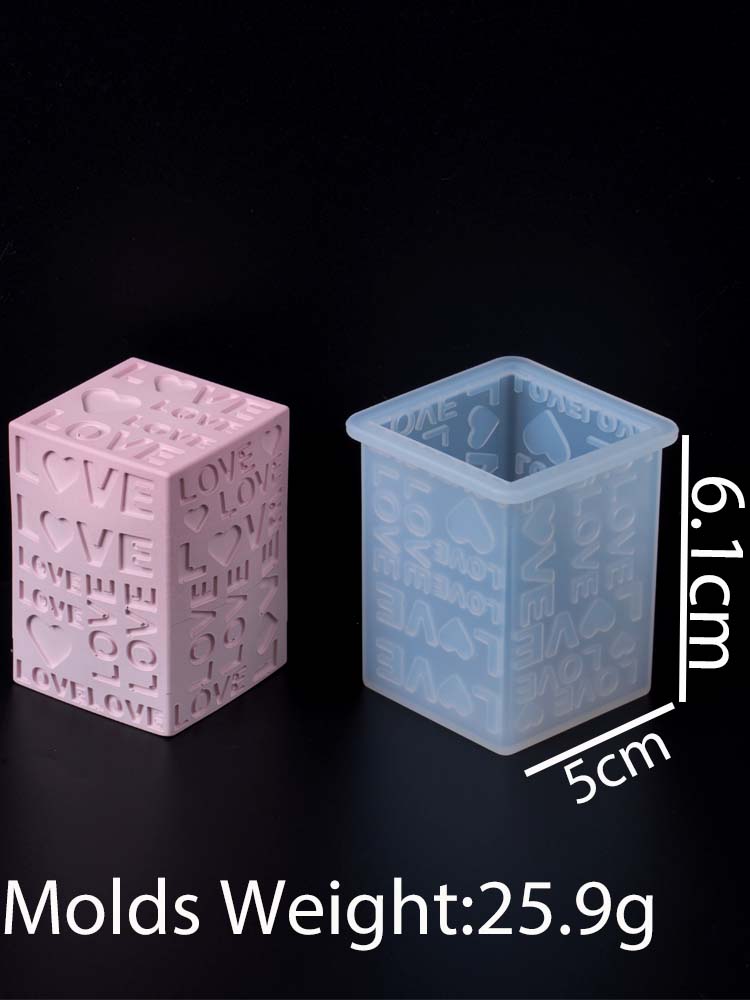 Embossed LOVE Letters Cylinder Cube Candle Mold DIY Valentine's Day Ornaments Making Heart Square Round Soap Craft Molds Home De