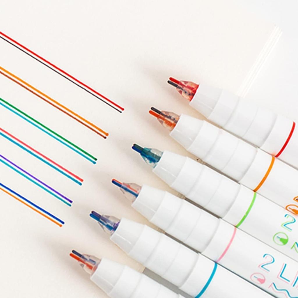 UCRAVO 2 in 1 Colored Gel Pen, 2 Lines Gel Pen Marker Gel Ink Roller Ball Pens, Stationery Supplies, Scrapbook Taking Su