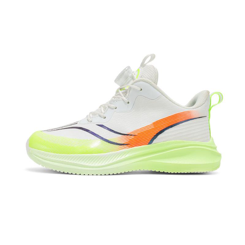 Red Rabbit Rotating Button Classmate Leather Surface Waterproof Middle and Older Children Student Running Shoes Shock Absorption Lightweight Sneakers 