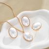 4pcs  Fashion Elegant Elipse Necklace Ring Earrings Jewelry Set For Women French Style Romantic Gifts