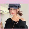 Simple Solid Color Pleated Design Women Casual Summer Denim Beret For Spring And Summer Sun Protection