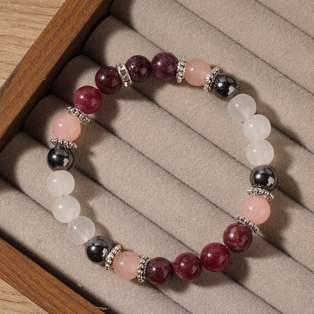Festive Gifts Garnet Rose Quartz Clear Quartz Black Onyx Beaded Bracelet Natural Fashion Jewelry For Men Women Daily Wear Gift