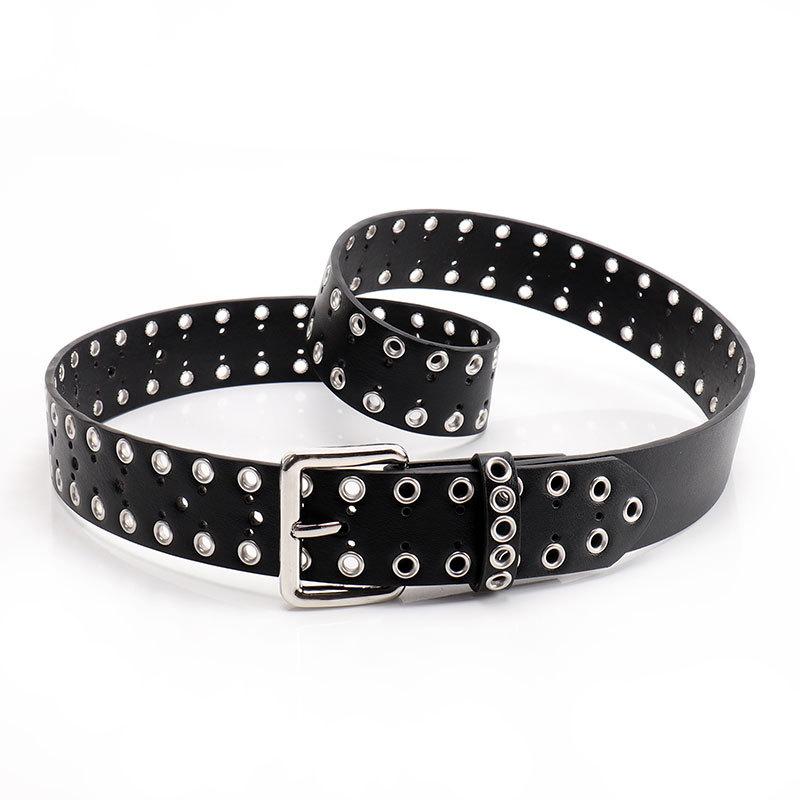 

Punk style metal corns hole belt, men s and women s same versatile jeans, dress decoration belt, punched women s belt чёрный