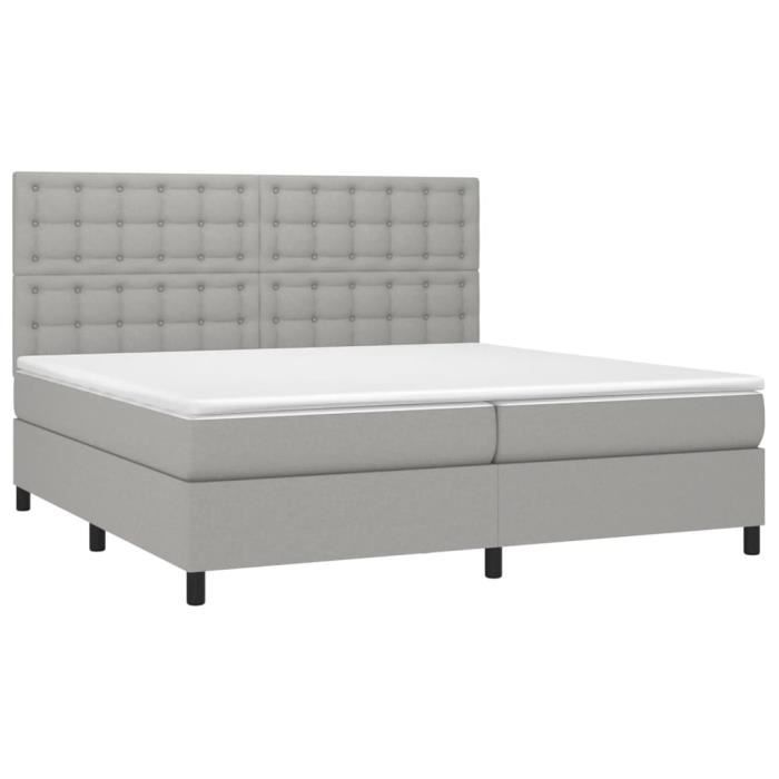 3142121 vidaXL Divan Bed with Mattress Light Grey 200x200cm Fabric