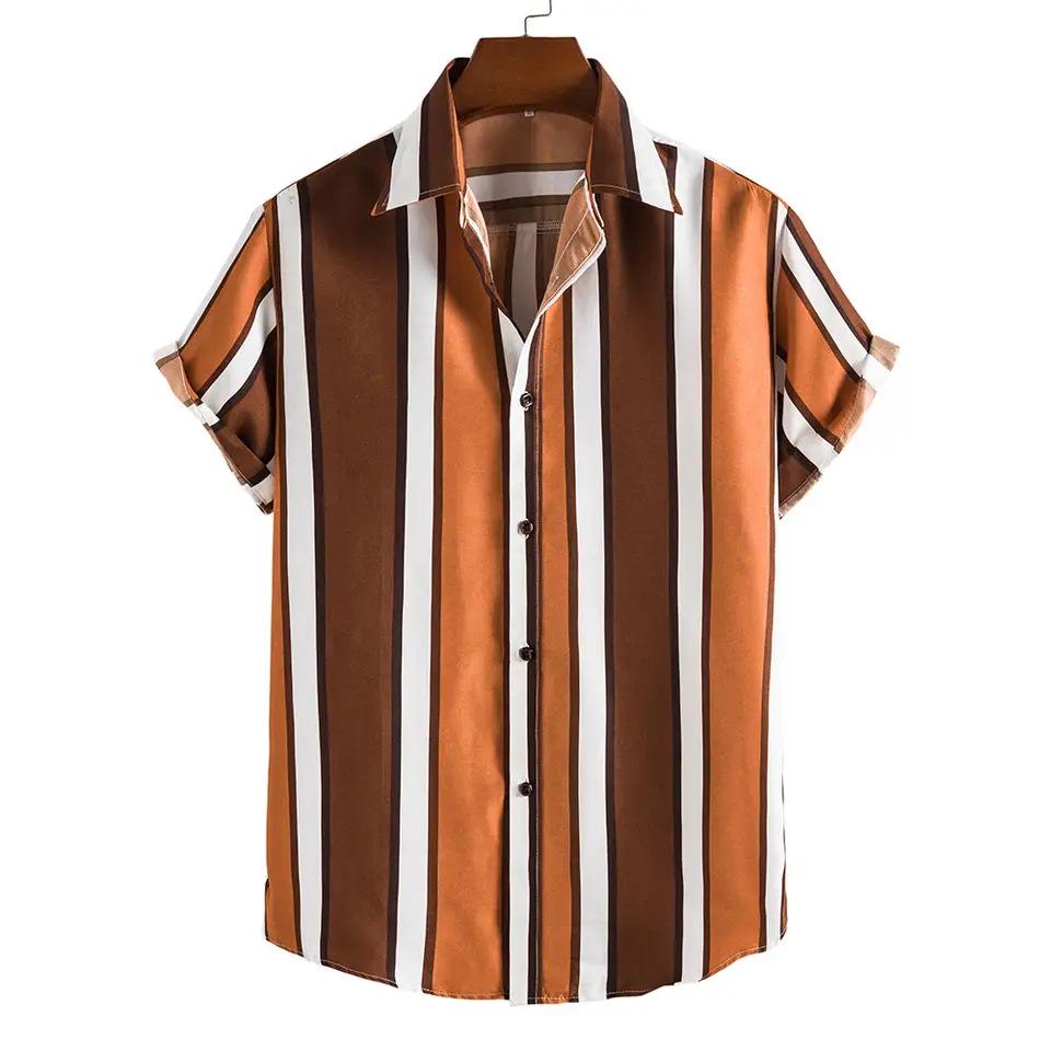 Camicia Casual da Uomo a Maniche Corte a Righe Primavera 2025
