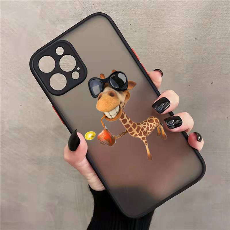 Žirafa zvíře roztomilé a vtipné Pouzdro na telefon matné průhledné Pro iphone 7 8 11 12 13 plus mini x xs xr pro max kryt