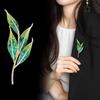 1Pcs Metal Rhinestone Simple Plants Brooches Green Enamel Leaves Brooch Pins For Women's Clothes Backpack Gifts