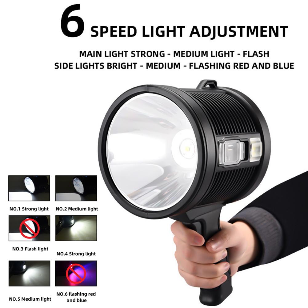 Rechargeable Spotlight LED Handheld Hunting Flashlight Super Bright Spotlight with Solar Panel Searchlight Waterproof Spot Light