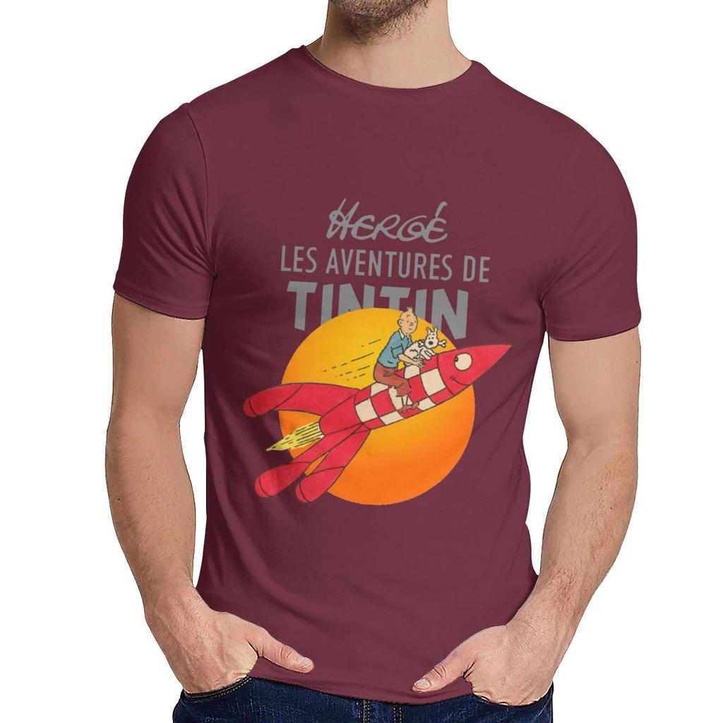 Tintin The Adventures Of Tintin Tee Crewneck Streetwear Male Organic Cotton Plus Size Camiseta