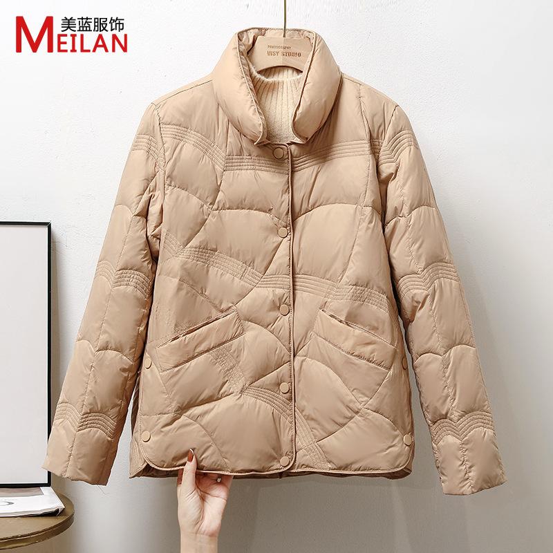 Women's down jacket jacket autumn and winter new short light and thin auspicious cloud stand-up collar simple and hot-selling