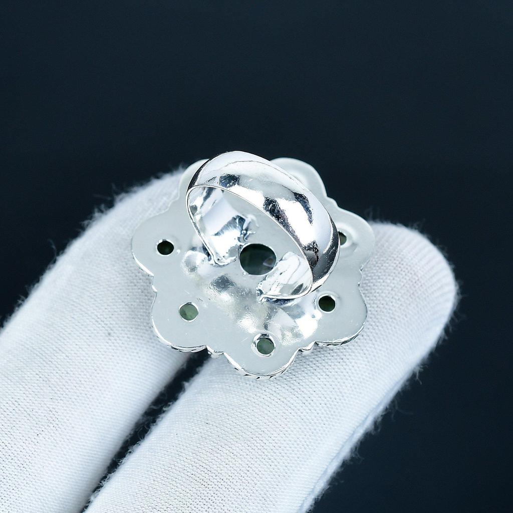 Prehnite, Peridot Gemstone Handmade 925 Sterling Silver Ring - Bohemian Jewelry Ring - Handmade Boho Jewelry for Women & Men, Wife Gifts