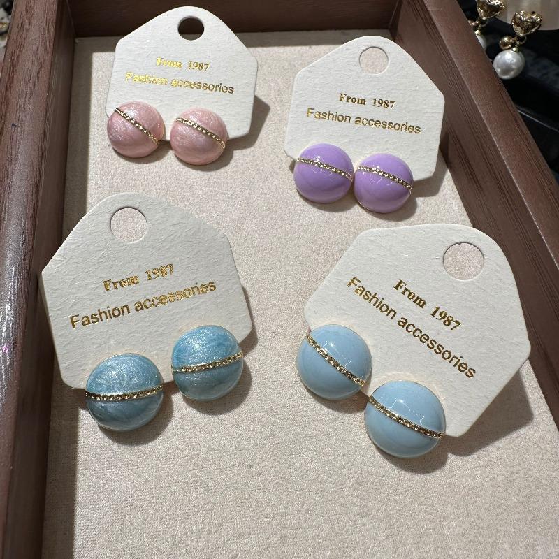 Fashion Texture Dripping Glaze Bean Earrings for Women Maillard Autumn and Winter Temperament Jewelry Gifts