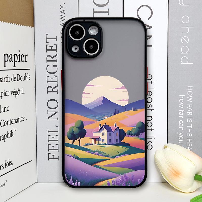 Mountain Forest Village Phone Case for IPhone 13 12 Mini 16 15 11 14 Pro Max 7 8 Plus SE X XS Shockproof Cover Sunflower Scenery