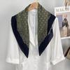 Retro Green Japanese Silk Scarf Square Scarf Spring and Summer Decoration Commuting Wear Accessories Atmosphere Artifact Square Scarf Scarf Women