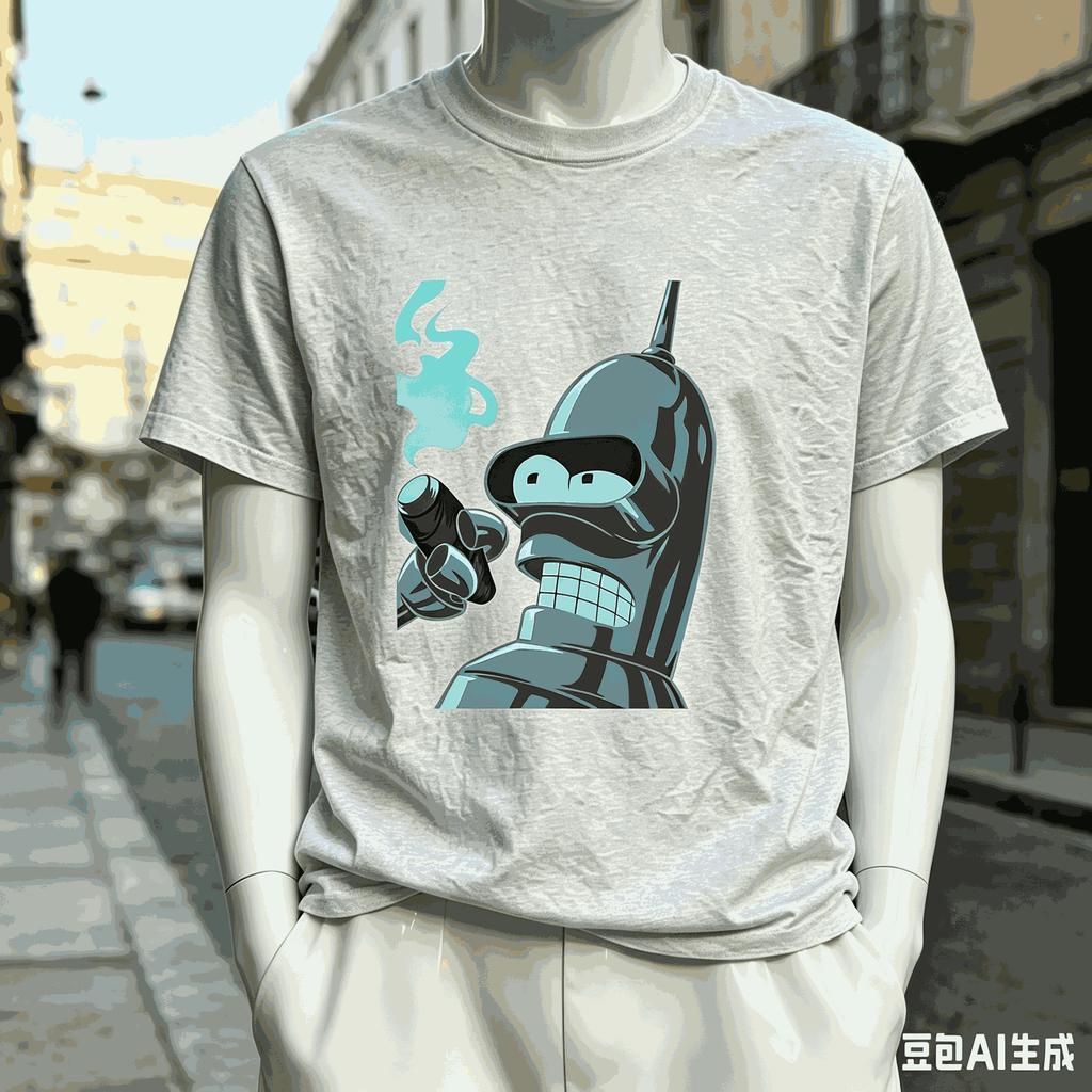 Camiseta Oversize Estampada Futurama Algodón Premium Amigable con la Piel Cuello Redondo Manga Corta Top Producto Caliente Informal Holgada Camiseta Unisex