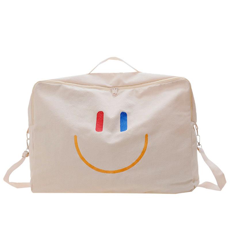 Trendy Fun Smiley Face Canvas Tote For Kids Perfect For Kindergarten And Storage белый