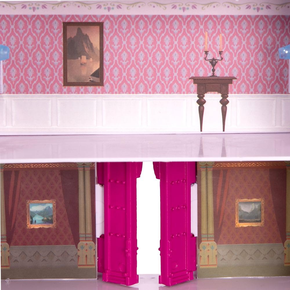 Official Disney Store Frozen Castle Micro Playset with Elsa, Anna, and Olaf Microfigures, Portable Travel Toy Playset with Handle, and Surprise Reveal