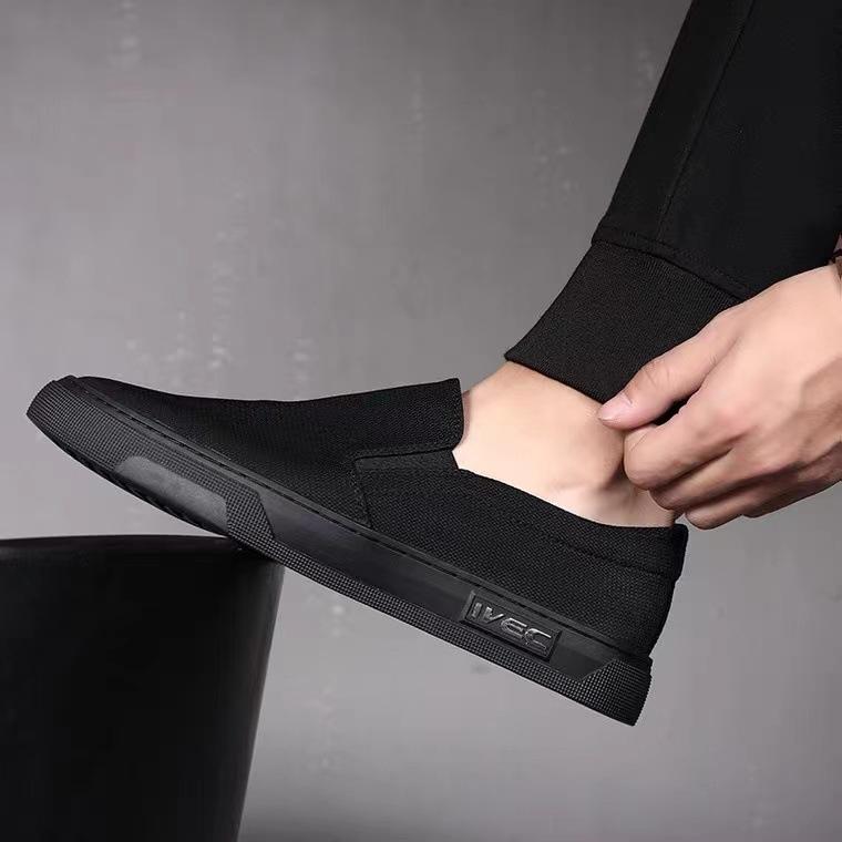 

Old Beijing canvas shoes for men, one foot pedal, lazy loafers, casual soft-soled single shoes 44