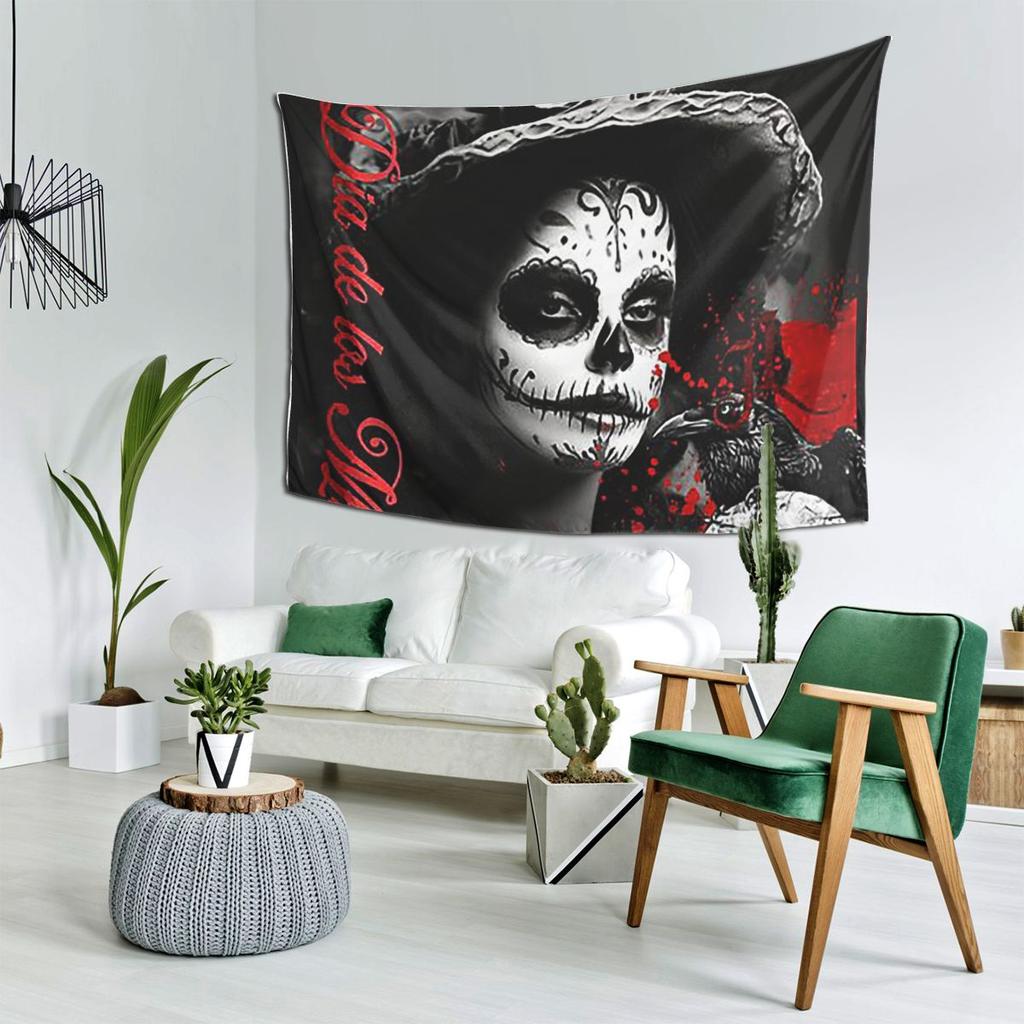 Alexander Gothic Las Elegantes Girls Day Of Dead Skull Tapestry Decor Art Aesthetic Tapestries Home Wall Cloth Wall Hanging