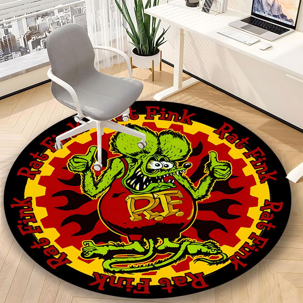 The Legend of Rat Fink Printed Round Rug – Non-Slip Round Floor Mat – Indoor Home Decor Rug