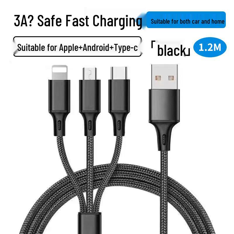 

Woven 3-in-1 Fast Charging Cable for Apple, Android, and Type-C Devices