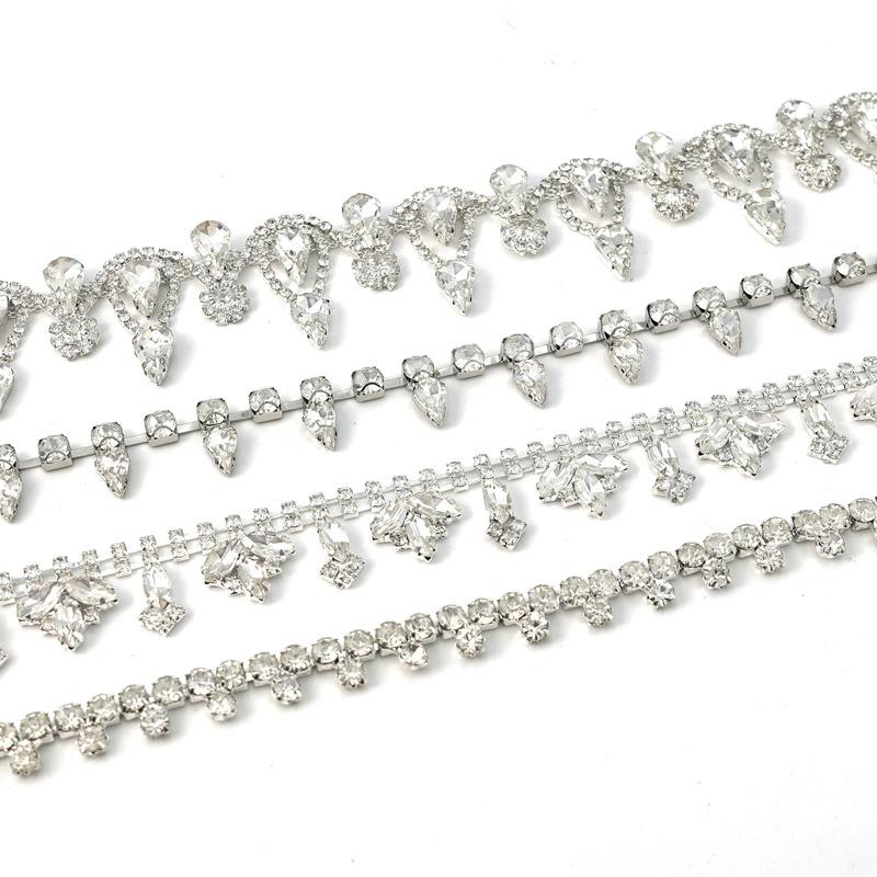 10Yards Rhinestone Chain Trim Fringe Crystal Diamond Accessories DIY Crafts Wedding Decoration Gift Irregular Rhinestone Ribbon