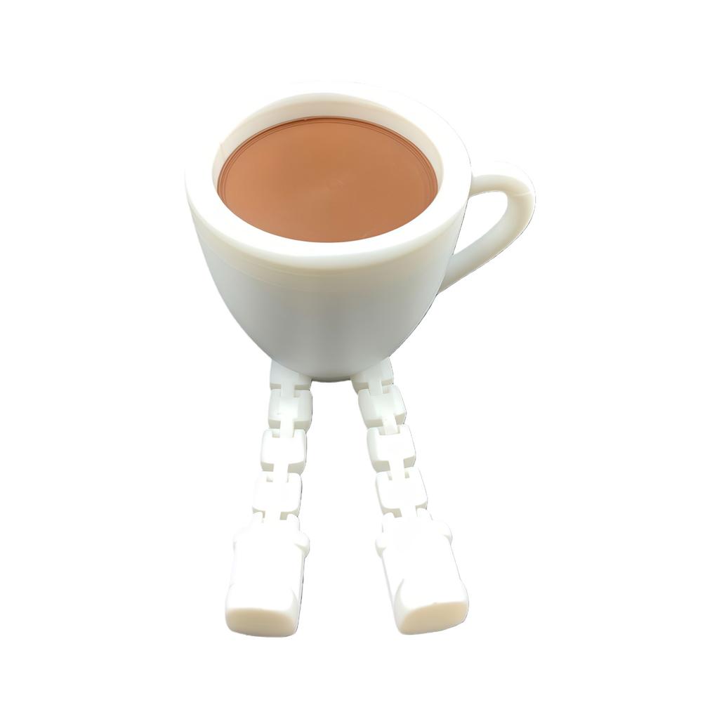 3D Printed Coffee Bean/Cup Figurines with Flexible Articulated Leg 3D Printer Coffee Fidgety Toy Stress Relief Gift