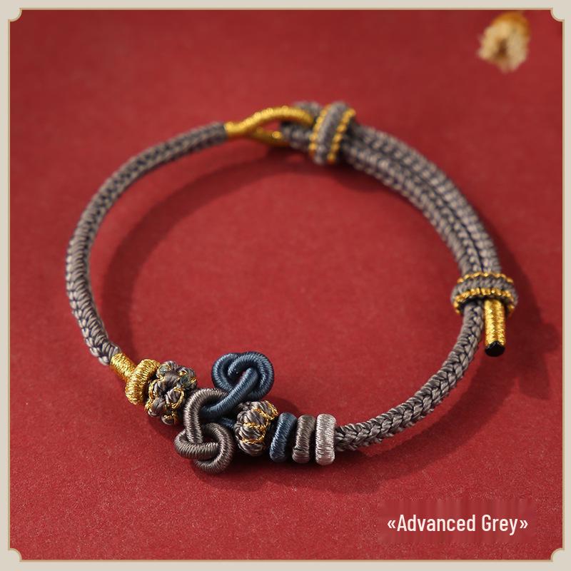 Wenchang Knot Red String Bracelet with Koi and Gold Beads - Unisex Hand-Woven Accessory for Students