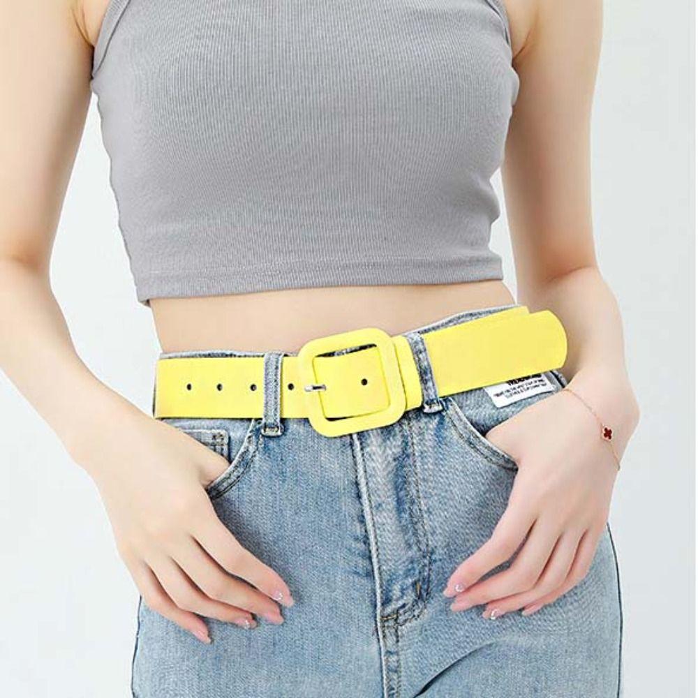 Square Buckle PU Leather Belt Y2k Trouser Decoration Retro Wide Belt  Female/Girls