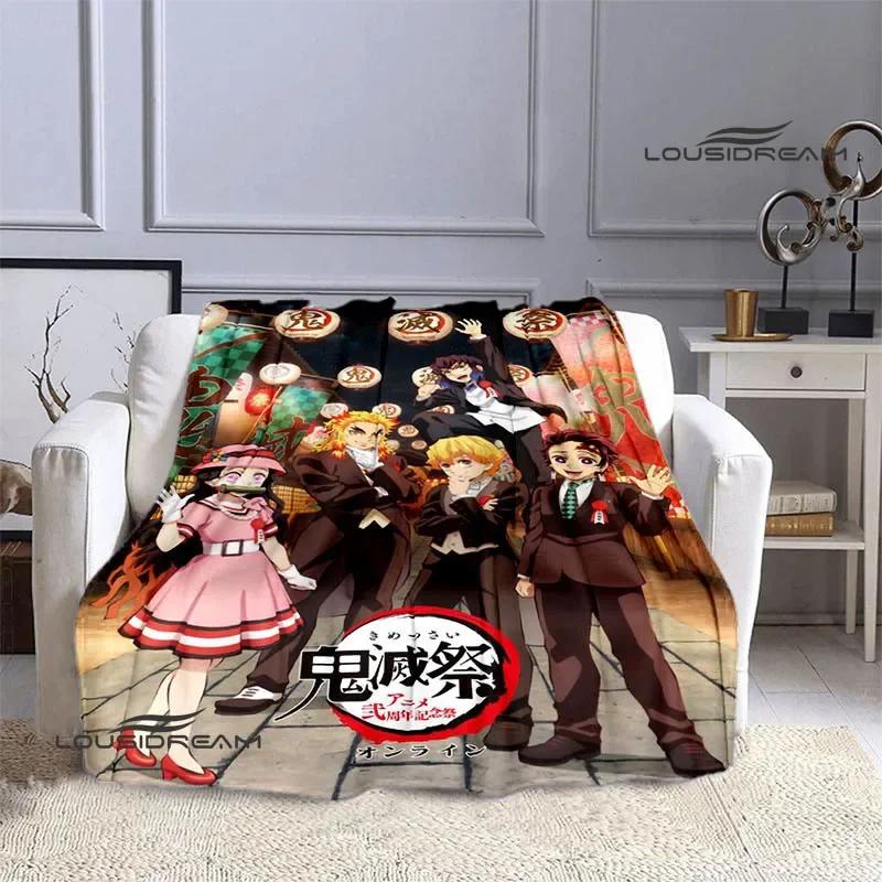 Demon Slayer Cartoon Deka s potiskem Dětské Teplé deky Flanel Měkká a pohodlná podšívka do postele Dárek k narozeninám