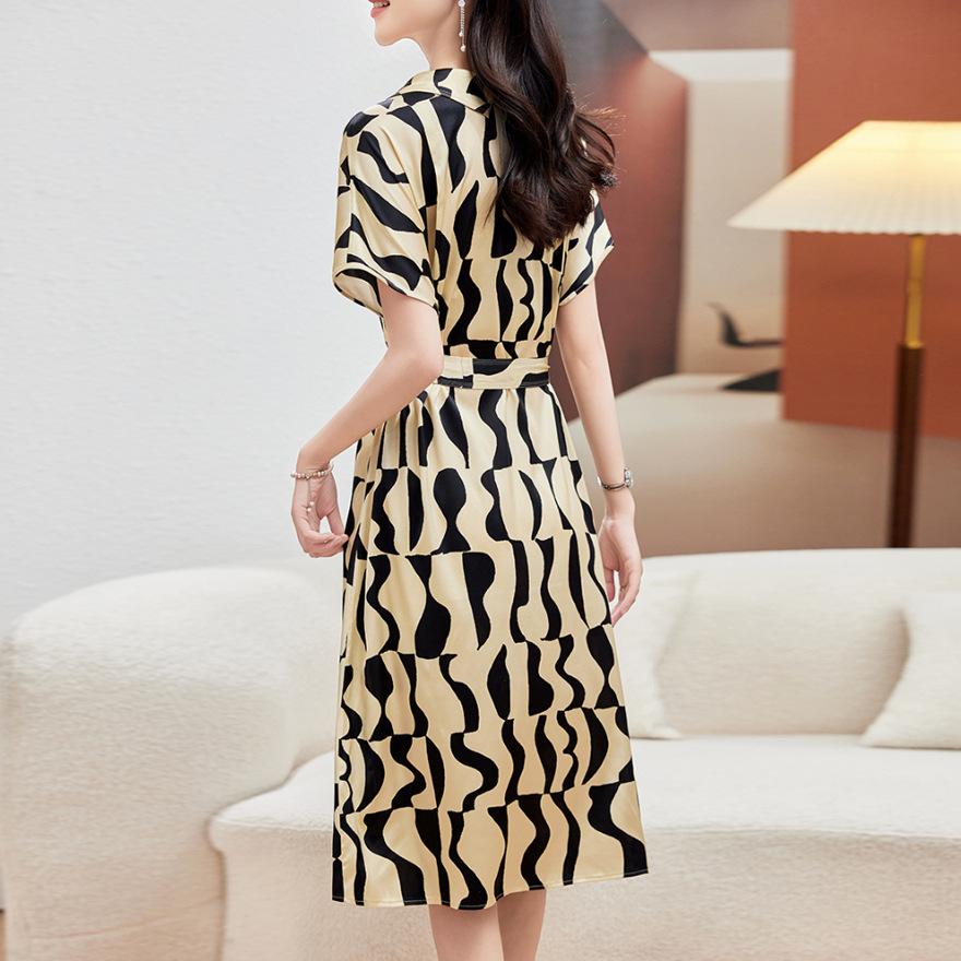 Elastic satin silk dress women's summer dress light luxury design mulberry silk skirt