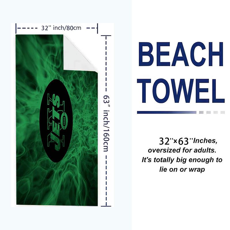 New york jets Logo Print Beach Towel, Large Soft Quick Dry Towel for Beach Camping Swimming