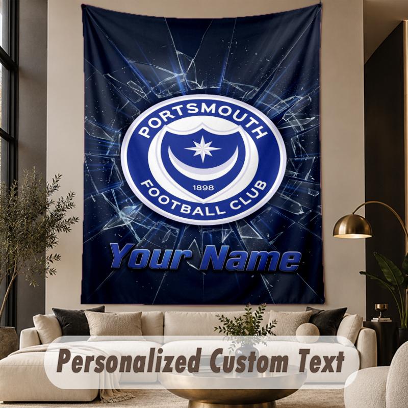 Custom Text Tapestry Portsmouth FC Print Wall Tapestry Indoor Living Room Wall Decor