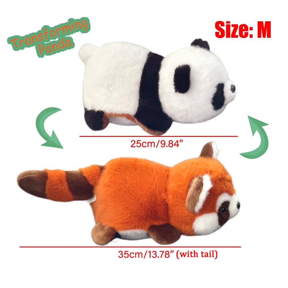 TreasuringU Double-Sided Flip Panda Toy Red Panda Transform Plush Doll 2-in-1 Raccoon Flip Change Transform Panda Pillow Gift