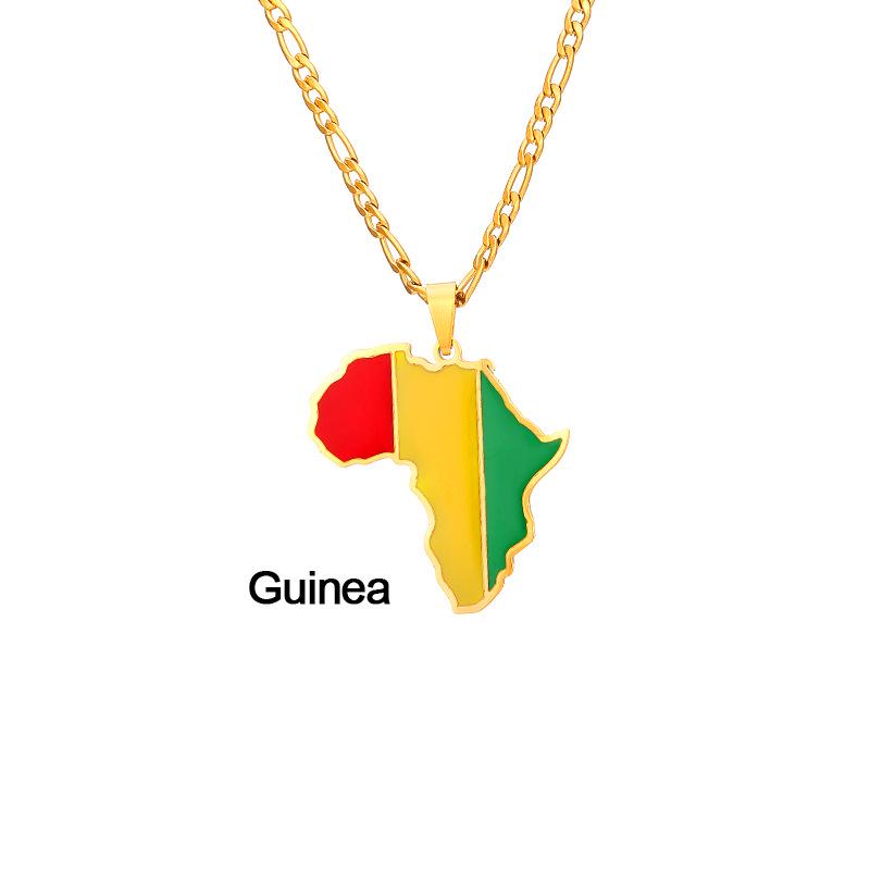 Collar con Mapa de Esmalte Africano: Colgante Geométrico de Acero de Titanio, Joyería Estilo 2022.
