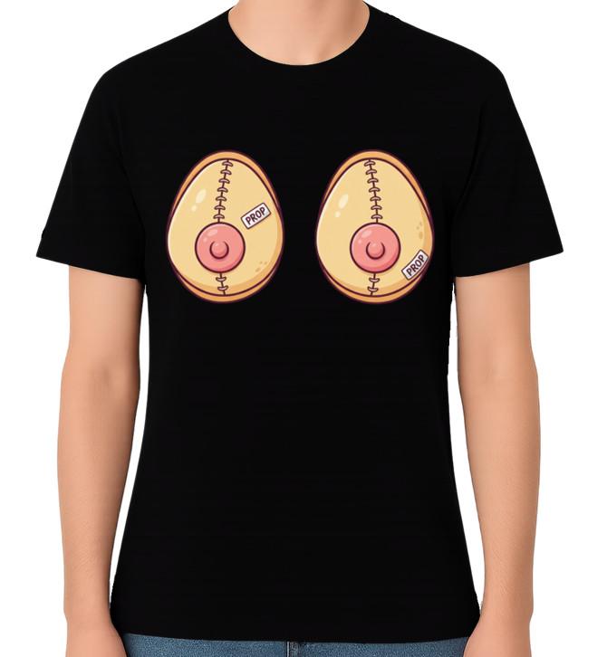 Funny Fake Boobs Costume Graphic Unisex T-Shirt Party Joke Humour Tee S