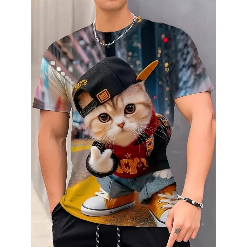 

Мужская повседневная футболка с круглым вырезом и 3D-принтом, легкая и удобная для ношения летом, модная и стильная, универсальная футболка с мультяшным рисунком 6XL