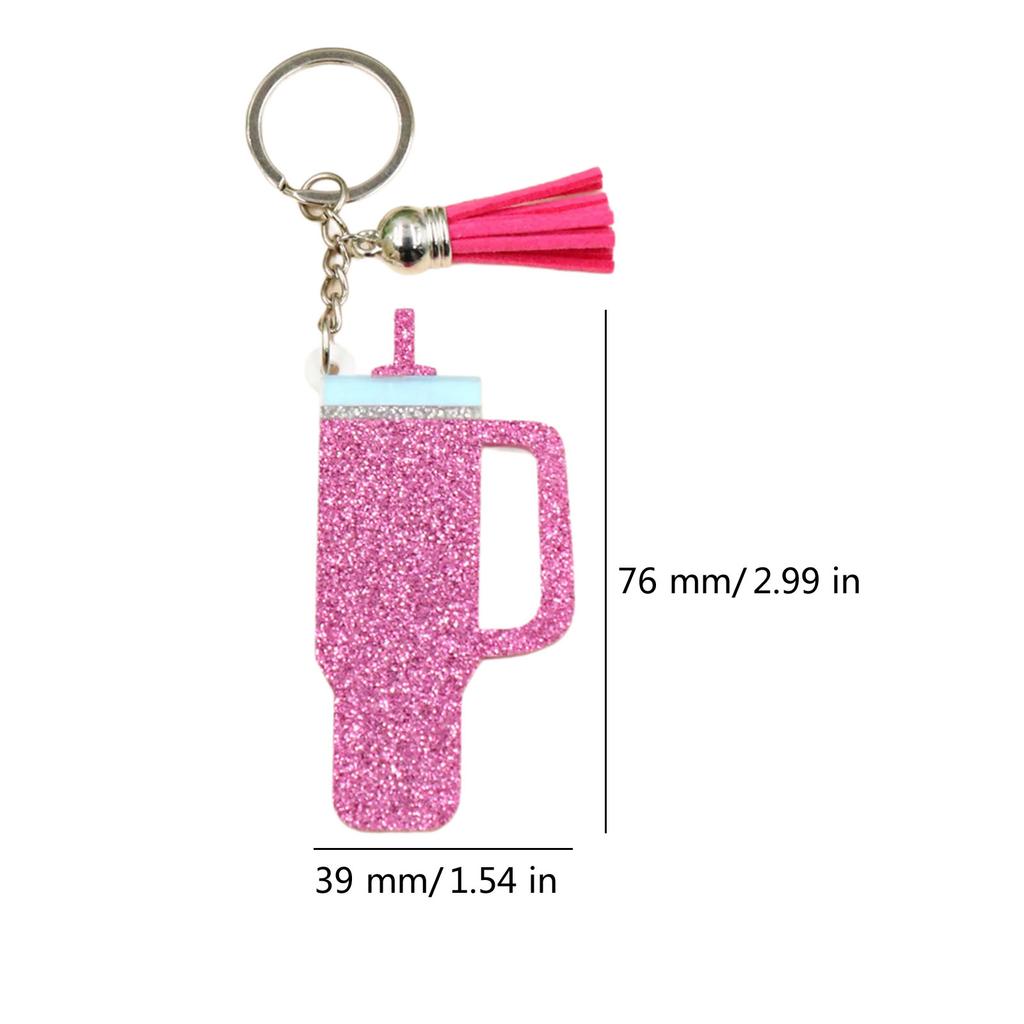 Fashion Cup Shaped Keychain Unique Acrylic Keyrings Fringe Key Adornment Fashion Bag Pendant Gift for Cup Enthusiasts