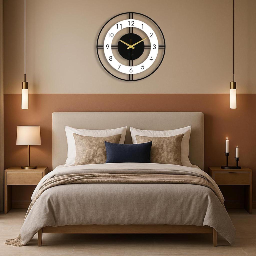 50 cm / Analog Modern Metal Wall Clock for Living Room | Fancy Stylish Latest Large Wallclocks for Home Decor | Antique Silent Wall Watch