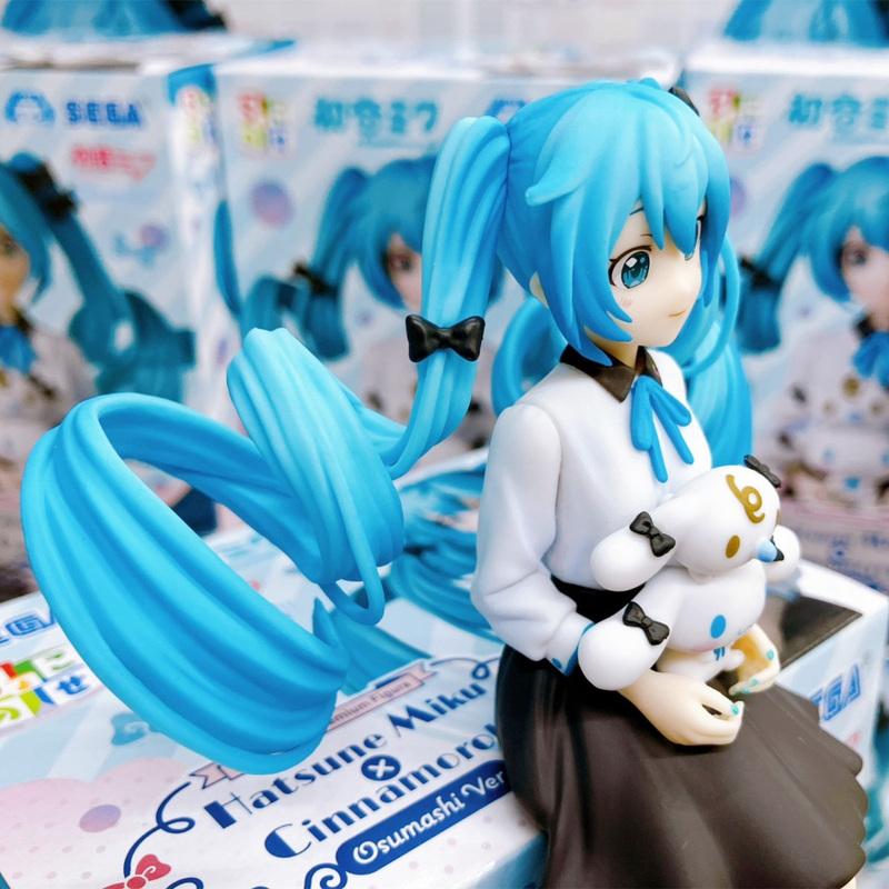 Original SEGA Hatsune Miku Cinnamoroll Anime Figure Noddle Stopper Toy Action Figure Anime Figure PVC Model Collection Doll Gift