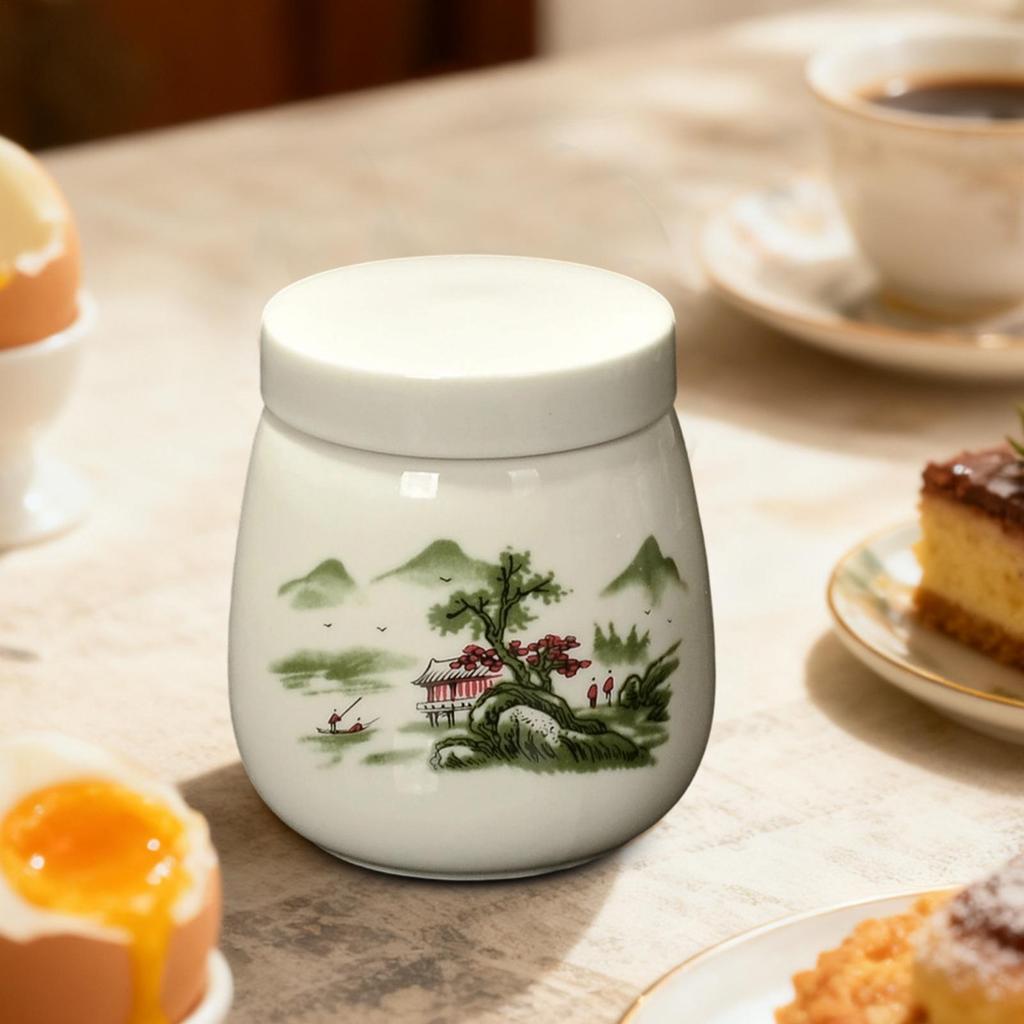 Coddled Egg Cups 220ml Keramik Tischdekoration Coddled Egg Cups mit Deckel für Zuhause Wohnheim Hotel Restaurant Apartment