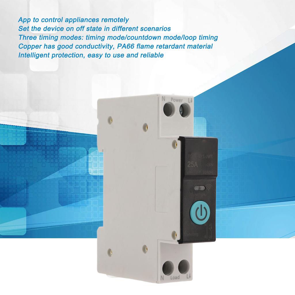 Din Rail Circuit Breaker Smart WIFI Switch Mobile Phone Remote Control 3 Timing Modes for Household Appliances