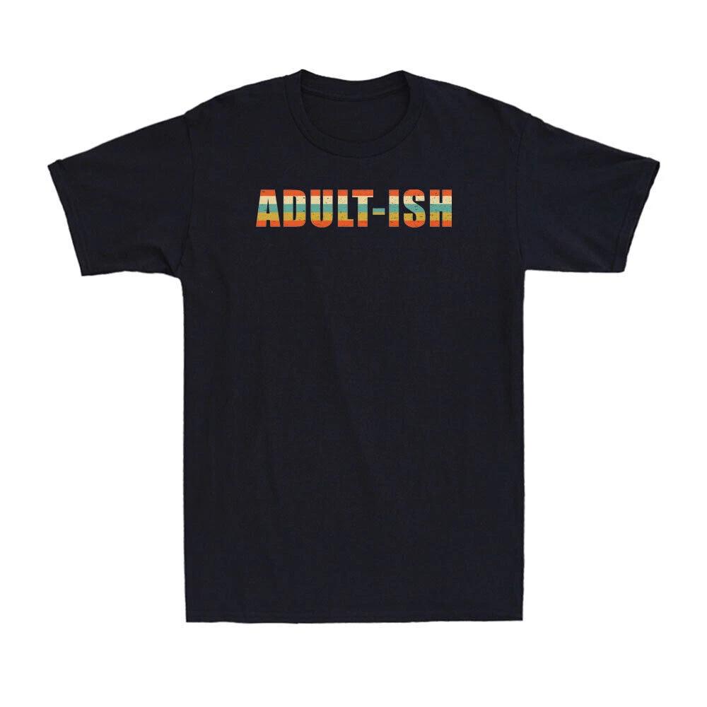 Adult-ish Birthday Funny Vintage Design For 18th Birthday Men s Cotton T-Shirt L