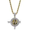 European and American Compass Compass Shaped Personalized Pendant Full of Zircon Trendy Brand Mens Necklace Accessories