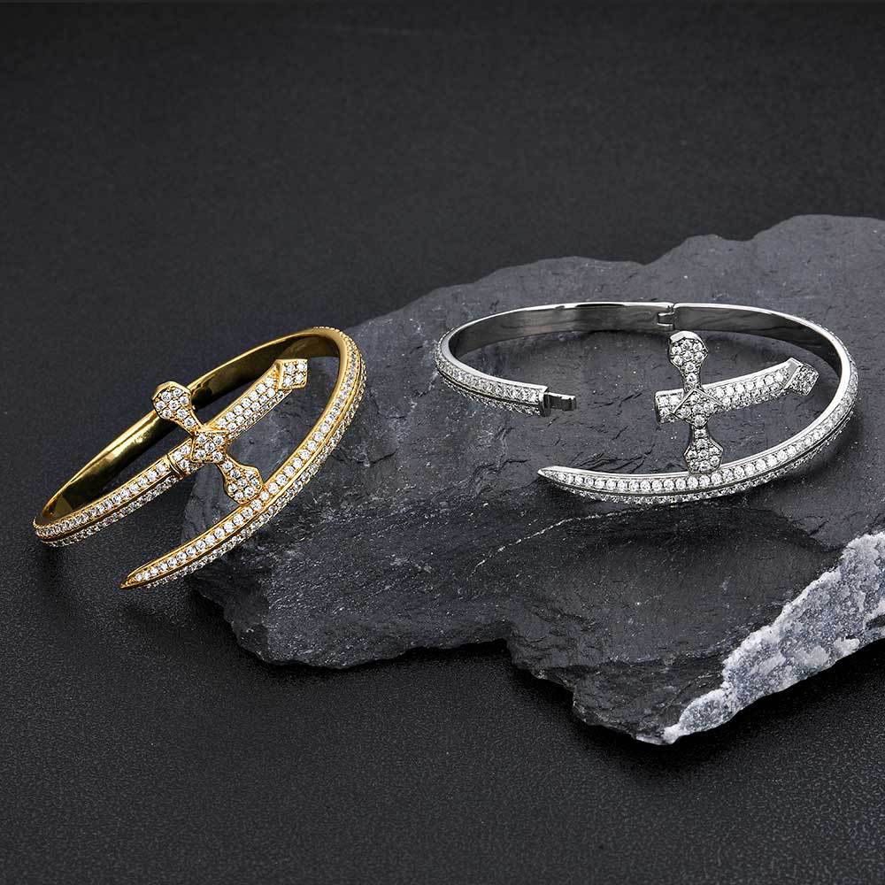Hip Hop Justice Sword Cross Bracelet Trendy Brand Personalized Men's Zircon Bracelet High End Decoration